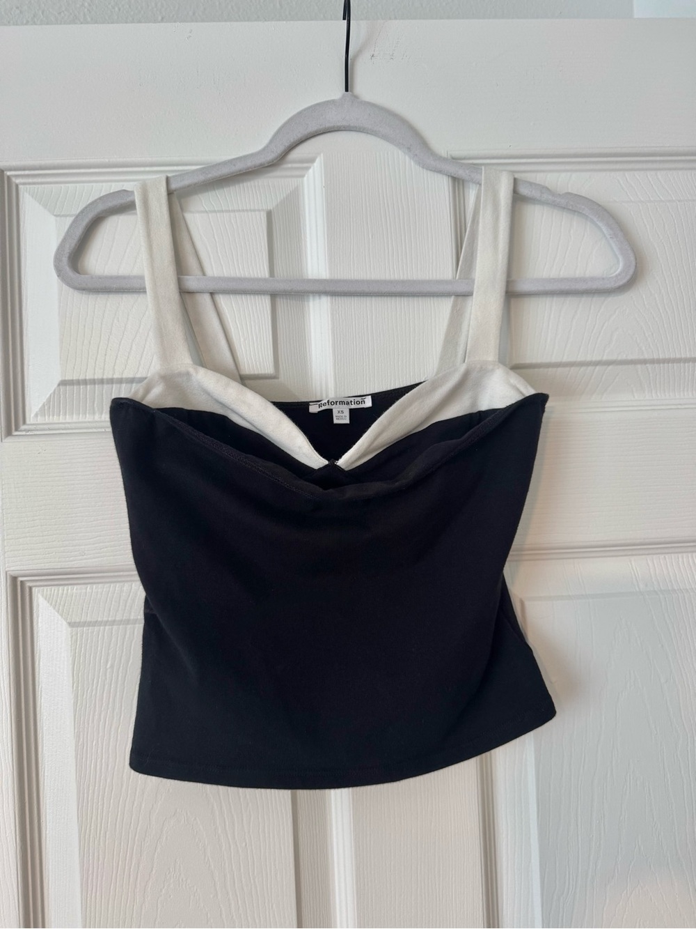 Reformation Harlan Knit Top Black Ivory XS - Picture 3 of 4